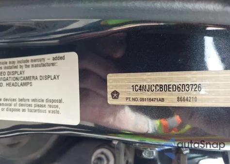 2014 Jeep Compass Limited z USA, uszkodzony, nr VIN 1C4NJCCB0ED603726